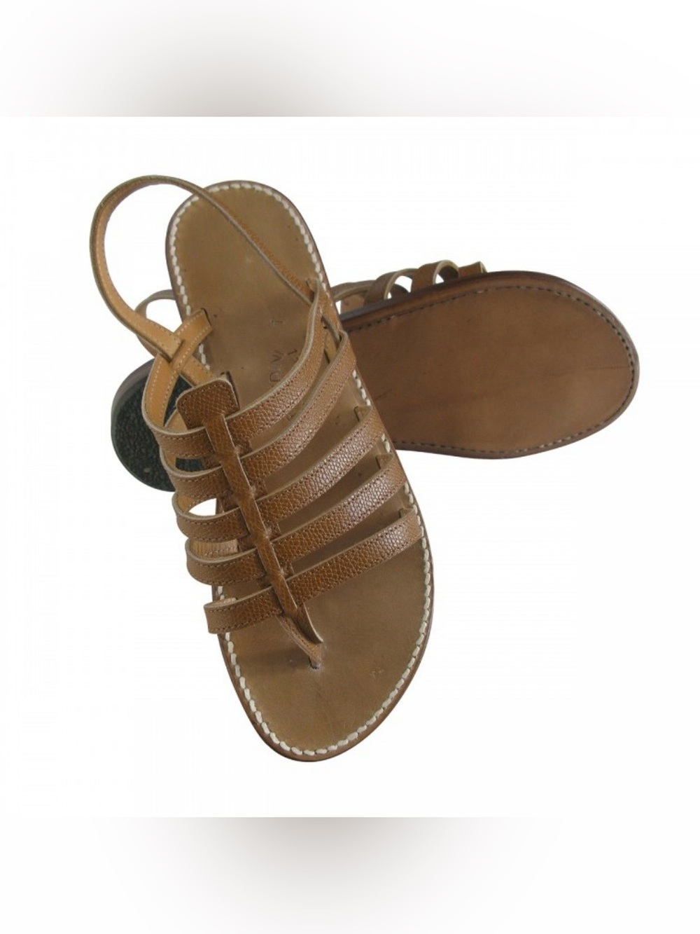 Rondini St Tropez Sandals Womens Sz 8 Tan Gladiator Leather Strappy Slingback